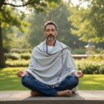 Light Grey Plain Pure Wool Meditation Shawl (Lohi) | Kullu Handloom Prayer Dushala – Oversized