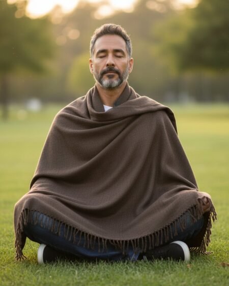 Plain Pure Wool Men’s Shawl (Lohi) | Handloom Woven Kullu Dushala