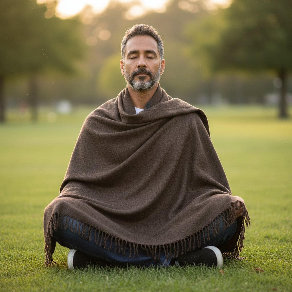 Plain Pure Wool Men’s Shawl (Lohi) | Handloom Woven Kullu Dushala
