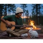 White Hand-Knitted Angora Wool Beanie Cap for Men & Women