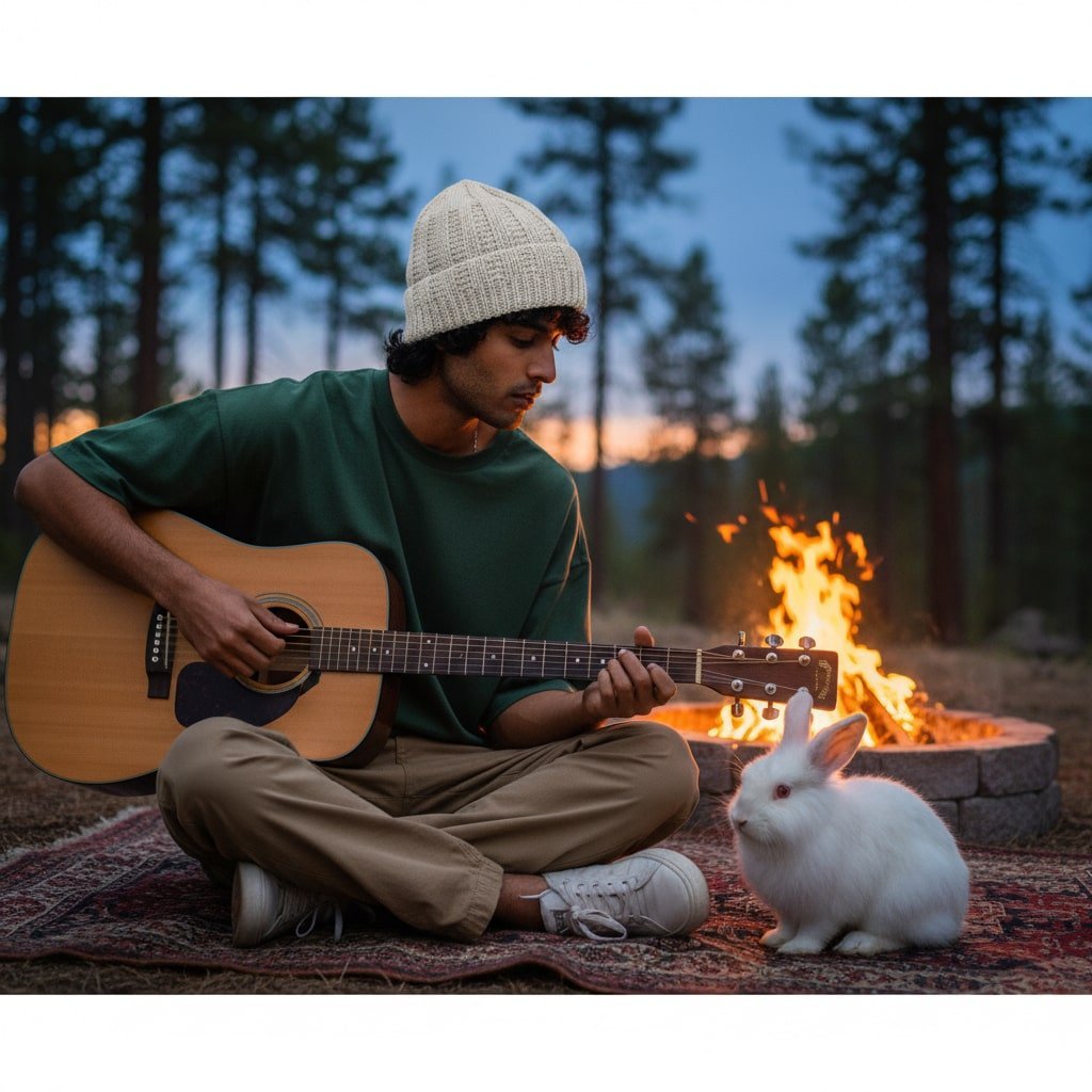 White Hand-Knitted Angora Wool Beanie Cap for Men & Women
