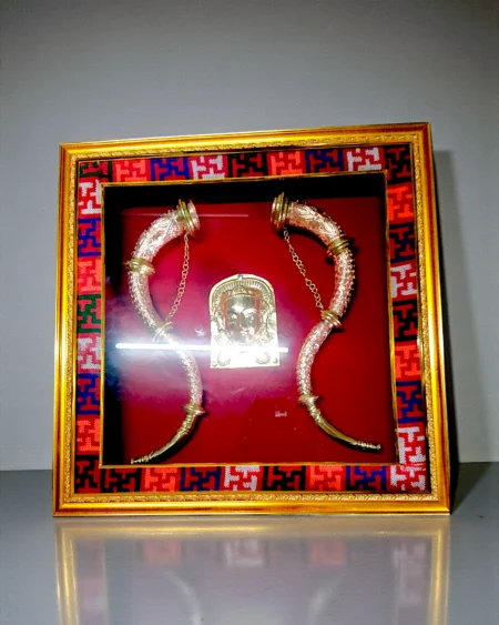 Brass Devta Mohra Frame with Swastik Kullu Border