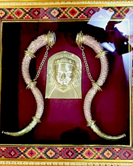 Brass Devta Mohra Frame with Twin Narsingha and Kullu Border 12x12 20x20