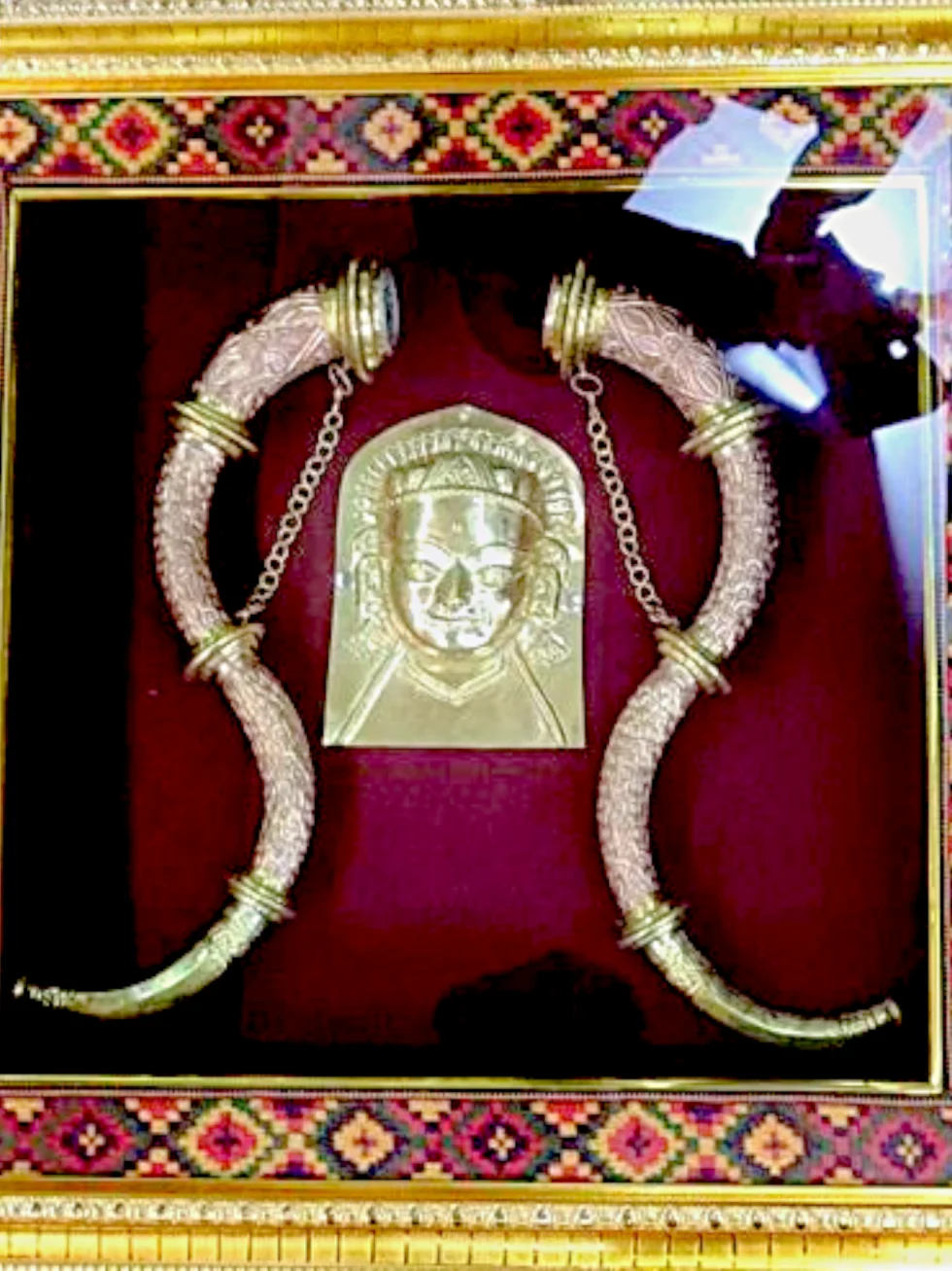 Brass Devta Mohra Frame with Twin Narsingha and Kullu Border 12x12 20x20