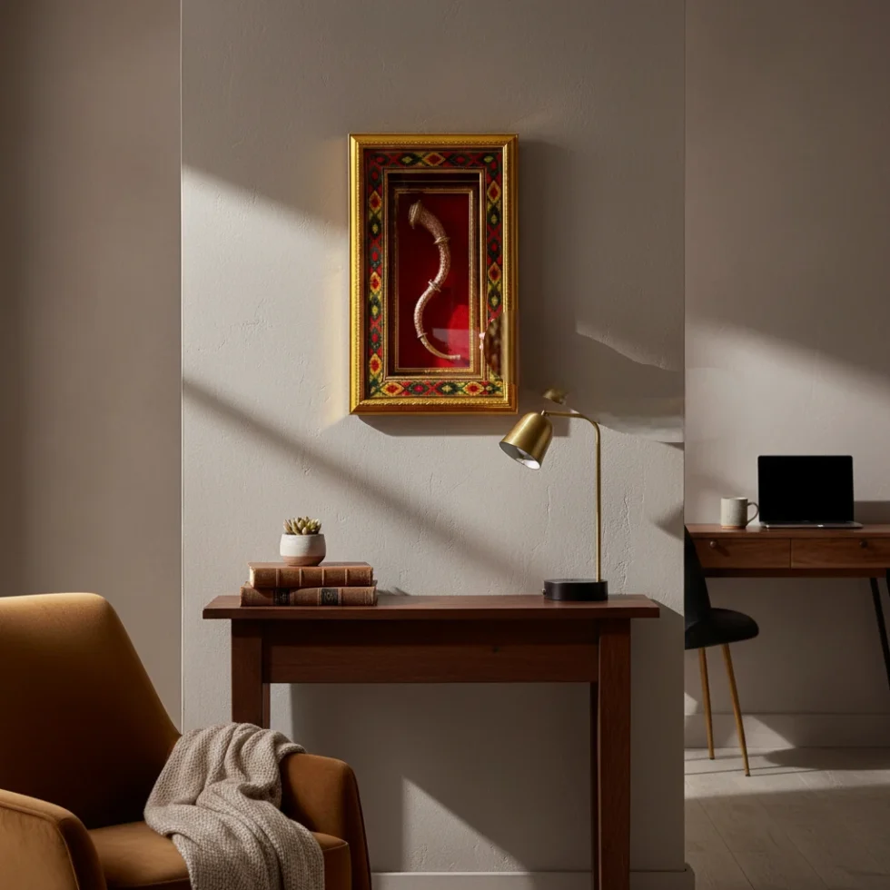 Brass Narsingha Framed Wall Art 12x14 Inch with Kullu Border by Himachalbox.com