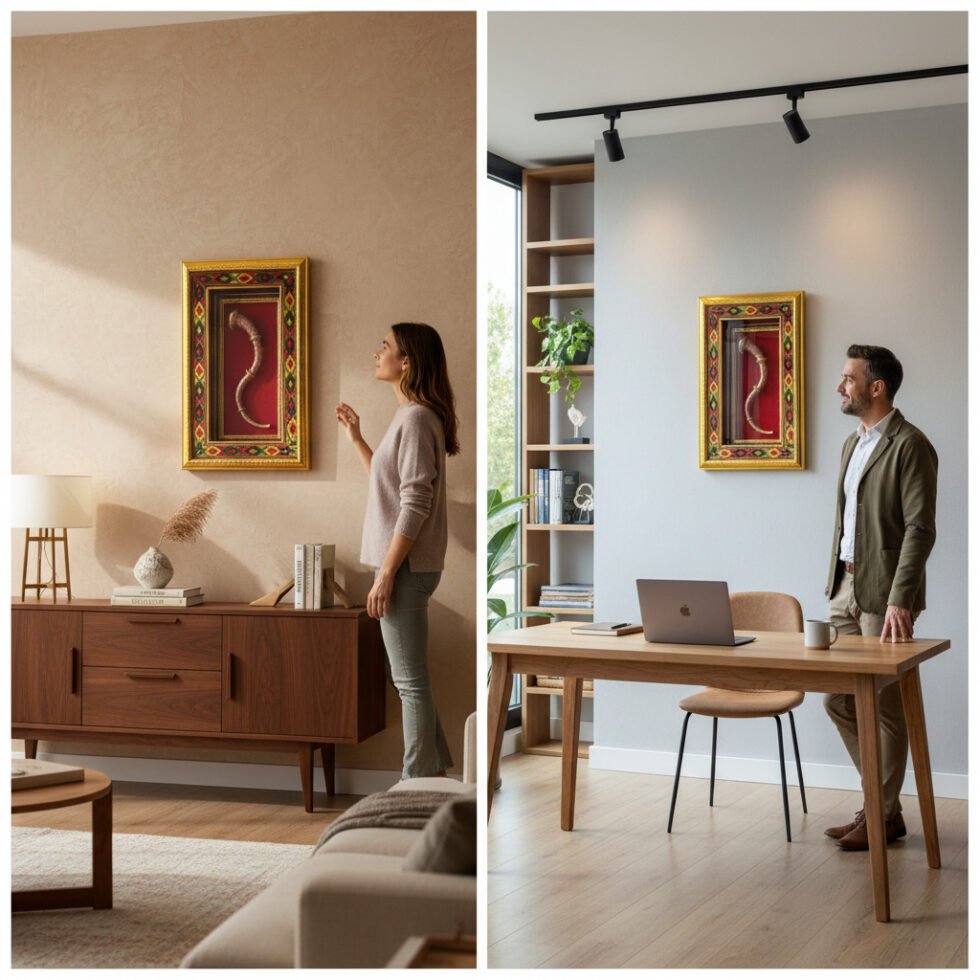 Brass Narsingha Framed Wall Art 12x14 Inch with Kullu Border by Himachalbox.com