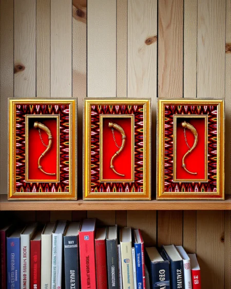 Brass Narsingha Framed Wall Art with Kullu Border Himachali Decor by Himachal Box