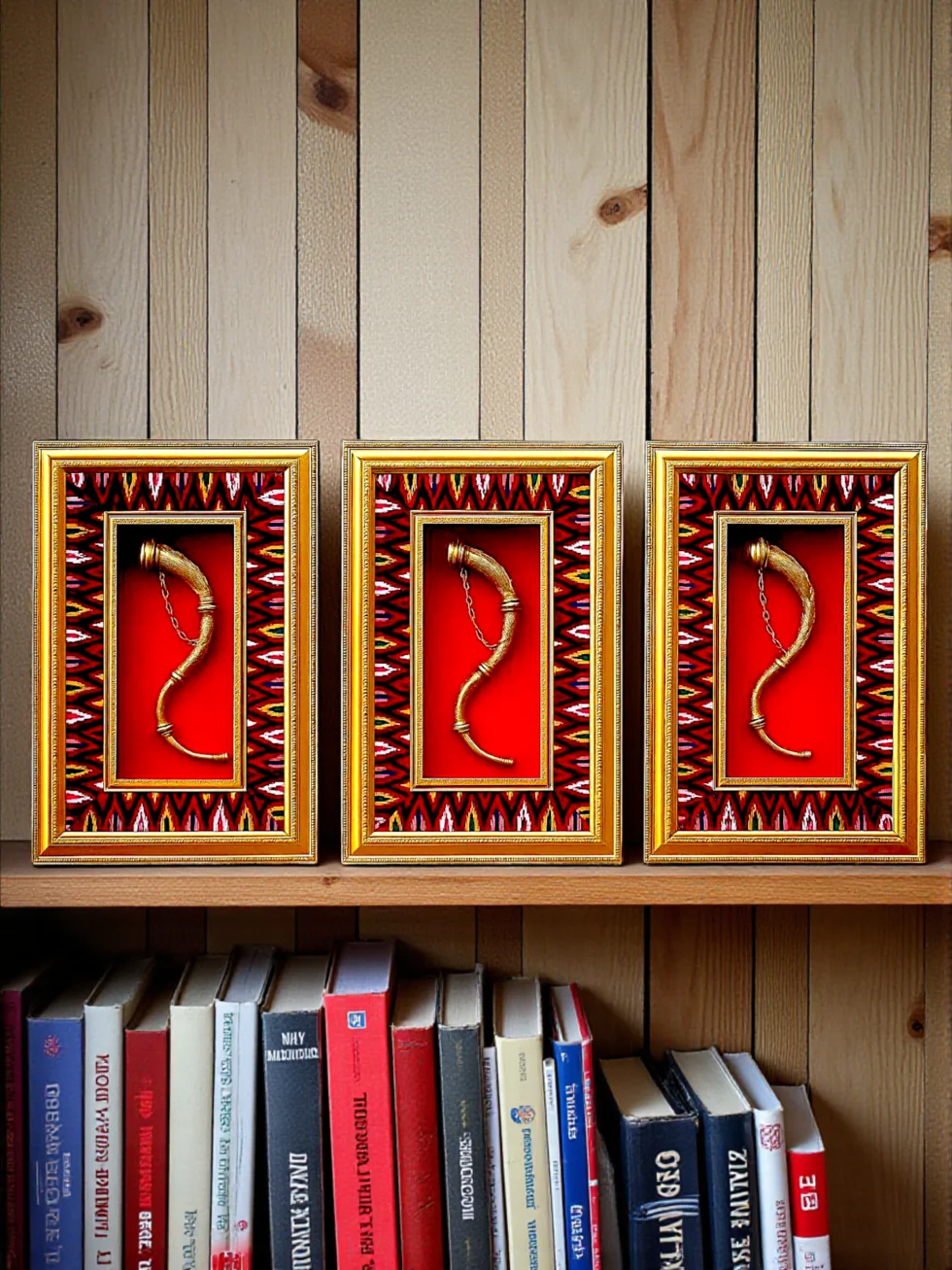 Brass Narsingha Framed Wall Art with Kullu Border Himachali Decor by Himachal Box