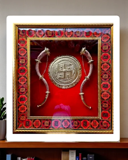 Brass Swastik Spiritual Frame Himachali Wall Decor 12x12 20x20 Inches
