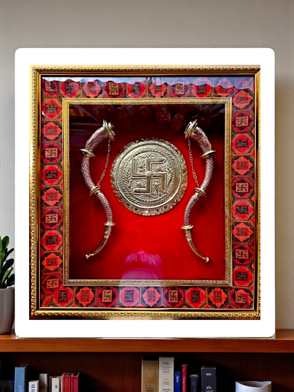 Brass Swastik Spiritual Frame Himachali Wall Decor 12x12 20x20 Inches