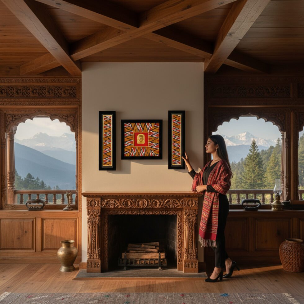 Himachali Devta Mohra 3 Piece Wall Art Set with Kullu Design by Himachalbox