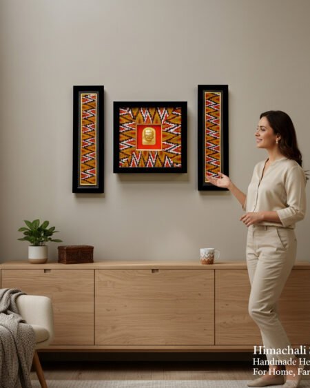 Himachali Devta Mohra 3 Piece Wall Art Set with Kullu Design by Himachalbox