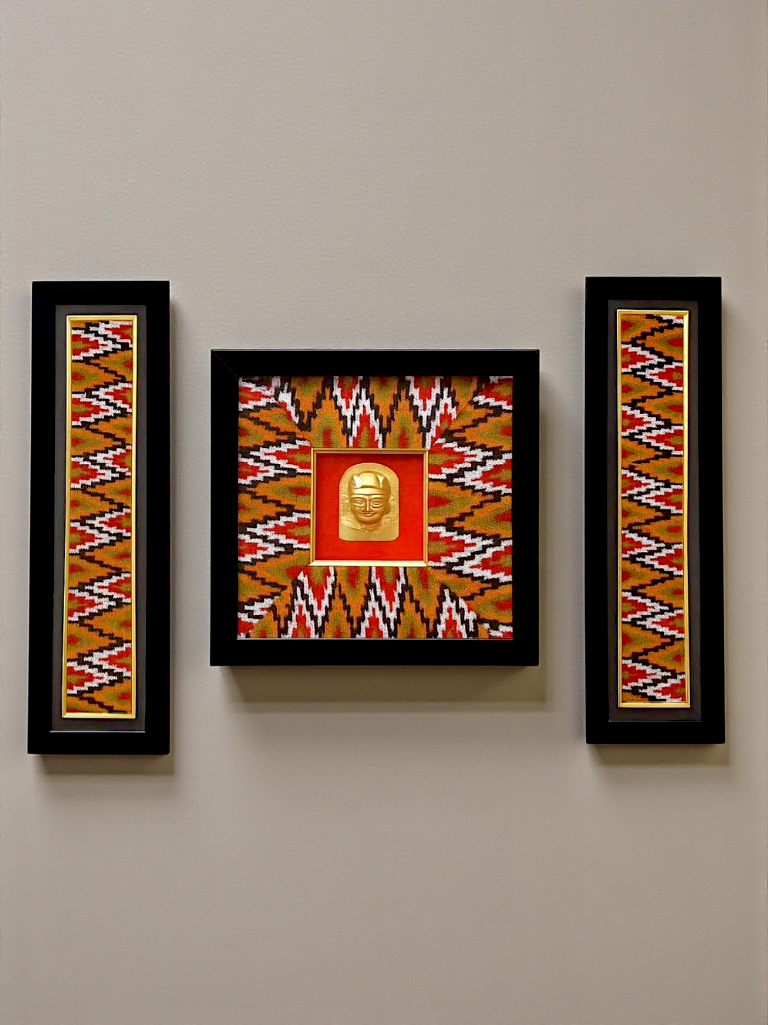 Devta Mohra 3-Piece Wall Art Set | Kullu Traditional Design Frame