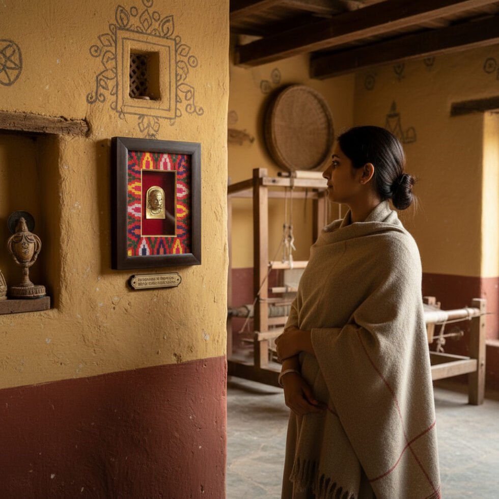 Himachali Devta Mohra Framed Wall Art with Kullu Patti Design By HimachalBox