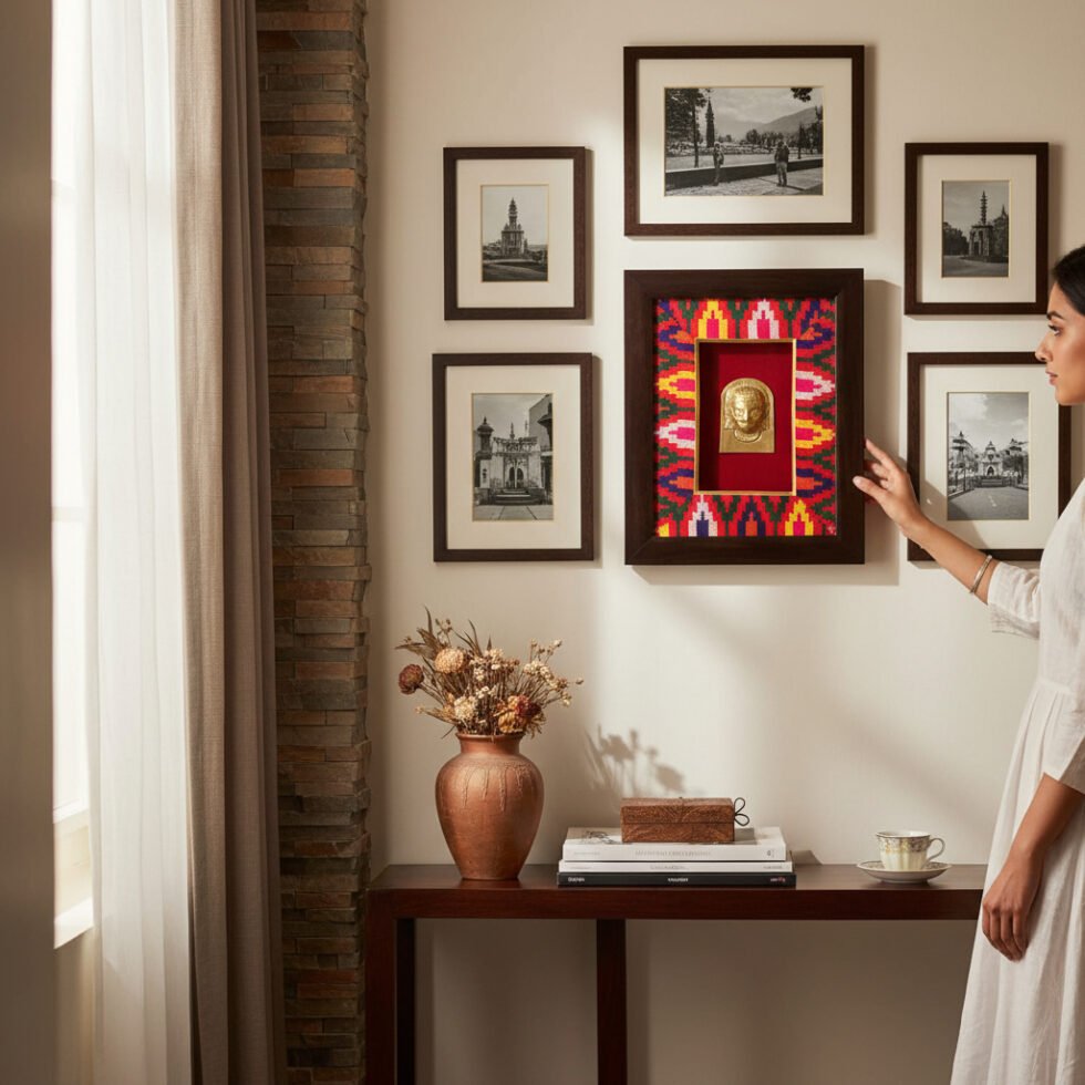 Himachali Devta Mohra Framed Wall Art with Kullu Patti Design By HimachalBox