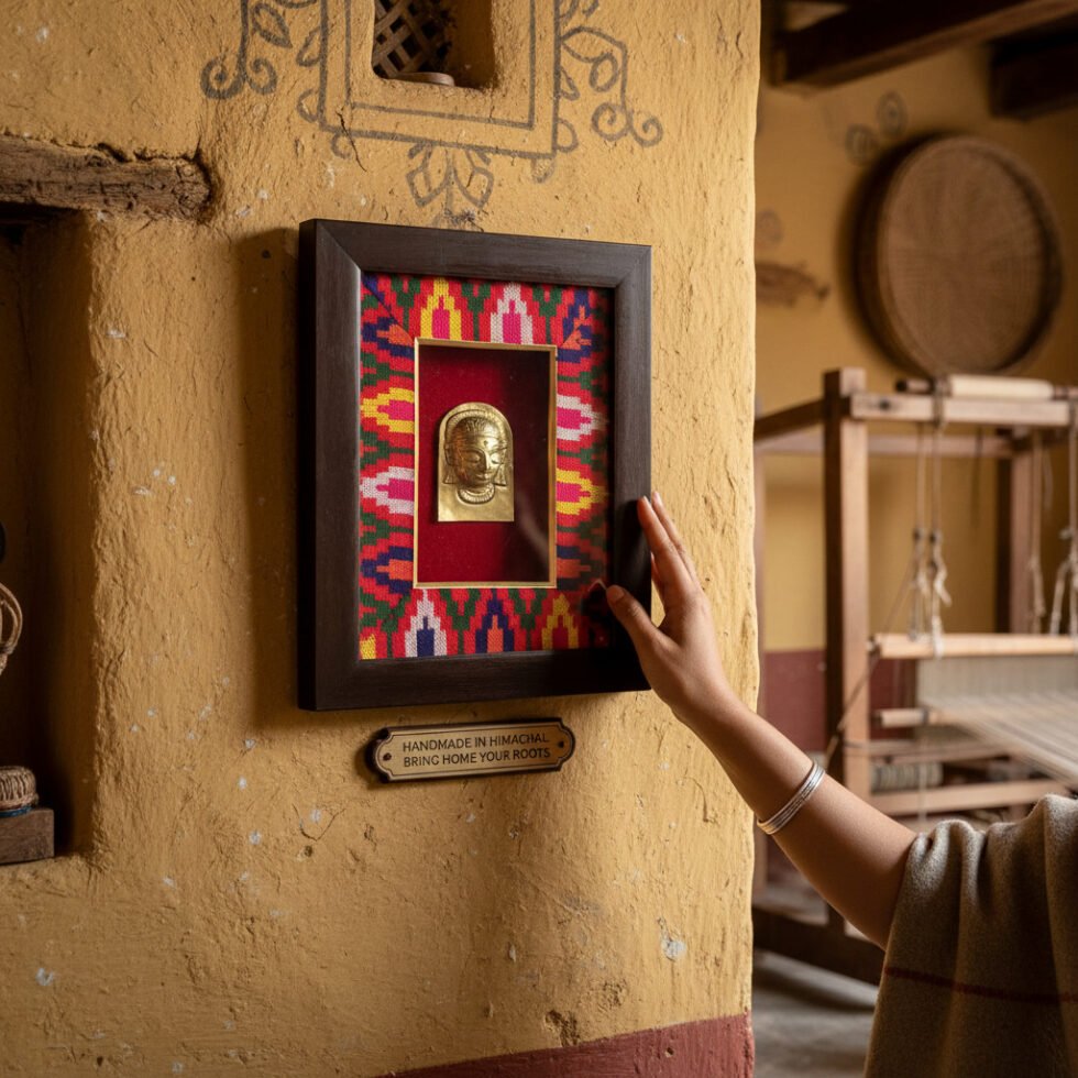 Himachali Devta Mohra Framed Wall Art with Kullu Patti Design By HimachalBox