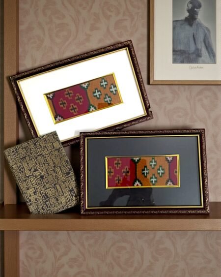 Kullu Patti Design Framed Wall Art 6x12 Inch Glass Covered by Himachal Box