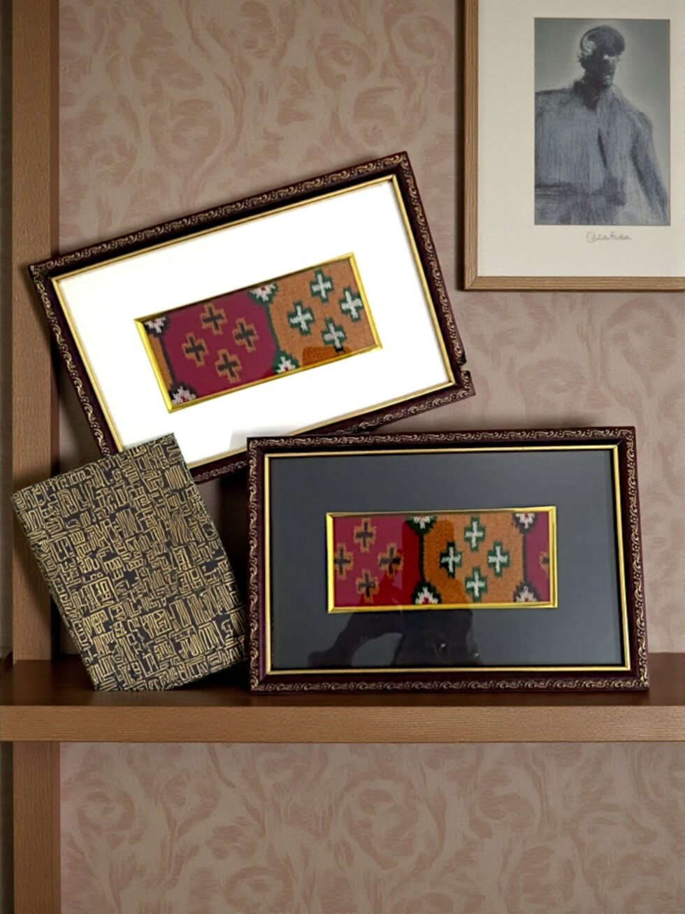 Kullu Patti Design Framed Wall Art 6x12 Inch Glass Covered by Himachal Box