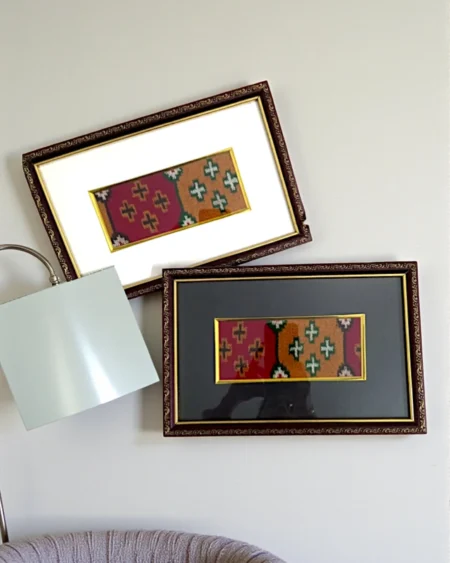 Kullu Patti Design Framed Wall Art 6x12 Inch Glass Covered by Himachal Box