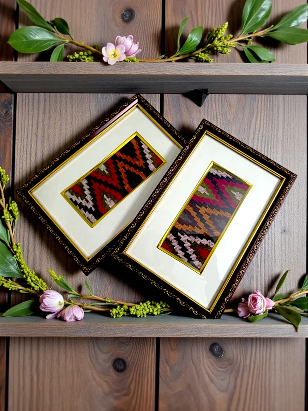 Kullu Traditional Woven Design Framed Wall Art Himachali Textile Decor