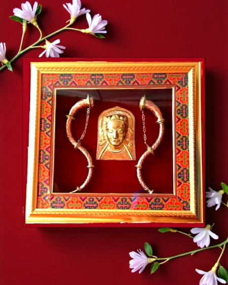 Premium Himachali Devta Mukhota Frame with Traditional Ornaments Wall Hanging