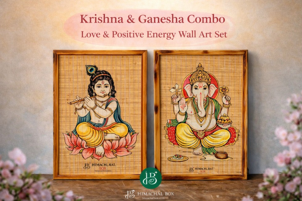 Combo Shree Krishna and Ganesh Ji Wall Hanging Bamboo by Himachal box