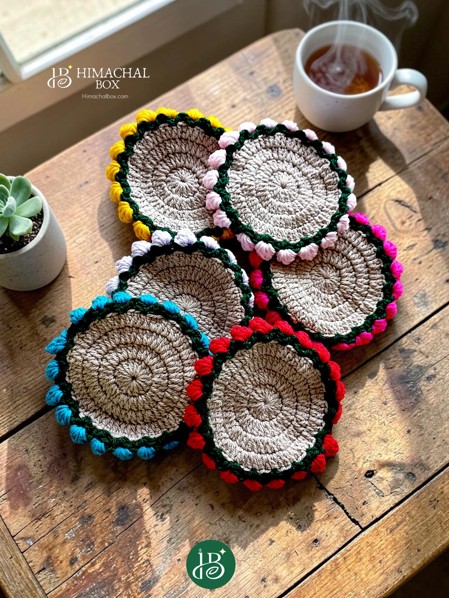 Hand Crochet Coasters Set – Handmade Table Mats (Set of 6)