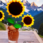Crochet sunflower flower pot handmade by Kullu women artisans
