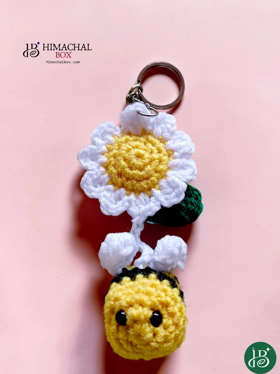 handmade crochet flower bee keychain cute wool keyring