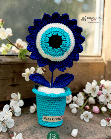 Handmade crochet evil eye flower pot Kullu Himachal