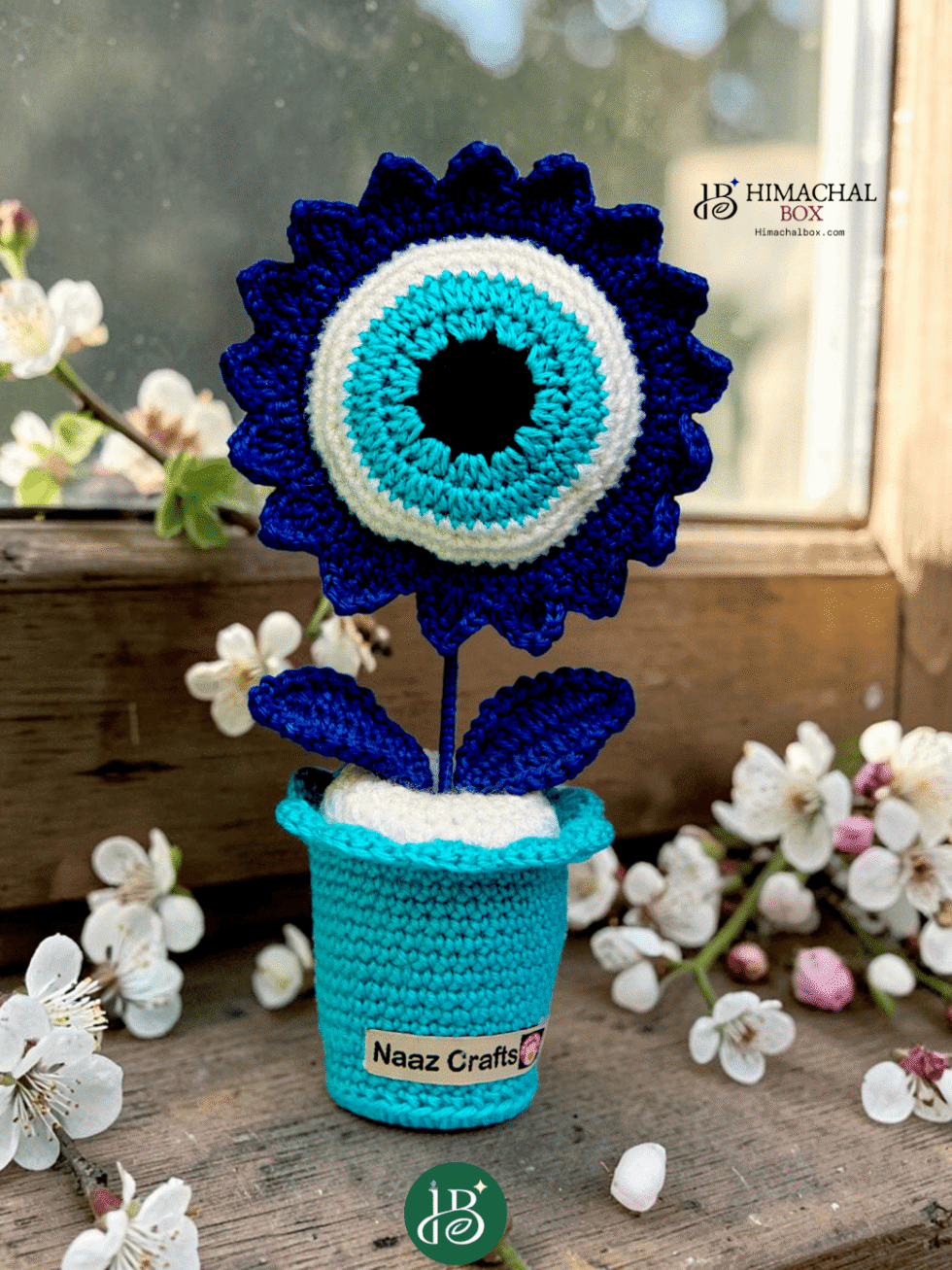 Handmade crochet evil eye flower pot Kullu Himachal