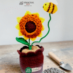Handmade crochet sunflower pot with bee Kullu Himachal