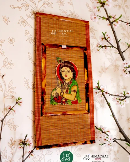 Bal Krishna bamboo wall art handmade by Himachal women artisans
