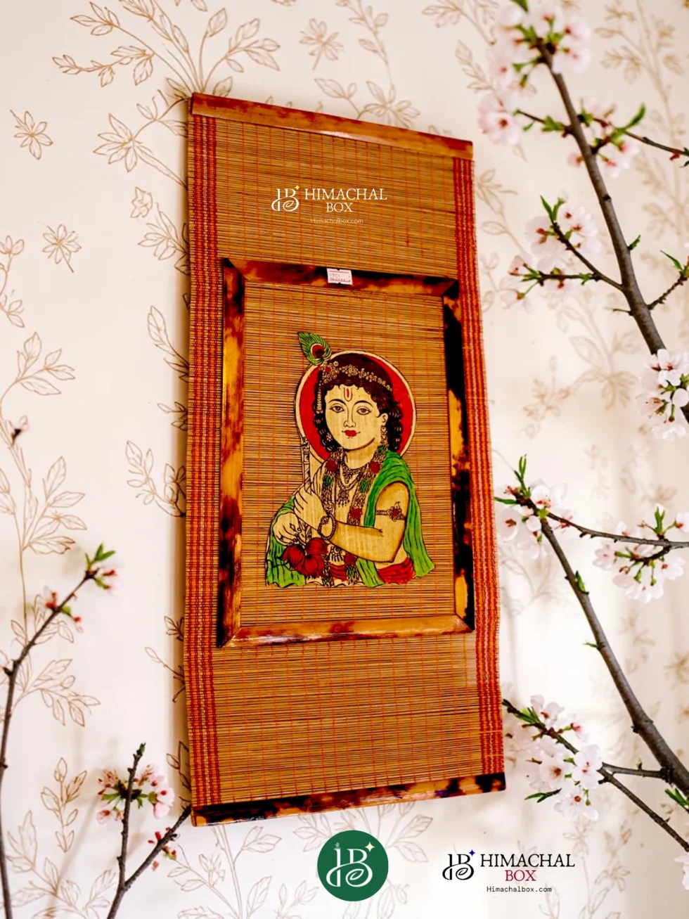Bal Krishna bamboo wall art handmade by Himachal women artisans