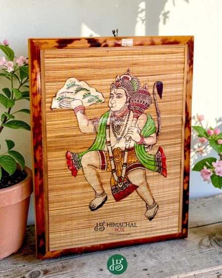 Hanuman ji bamboo wall art handmade by Himachal women artisans