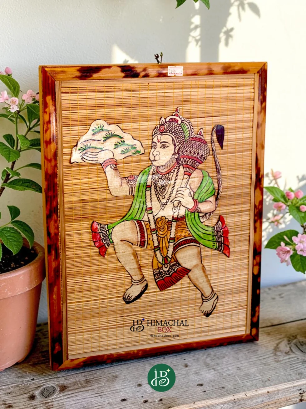 Hanuman ji bamboo wall art handmade by Himachal women artisans