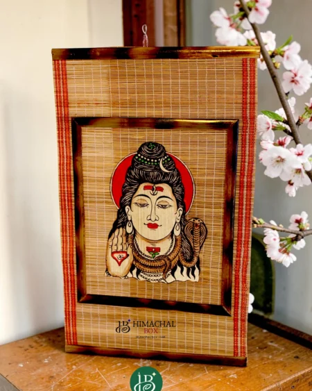 Lord Shiva blessing bamboo wall art handmade Himachal