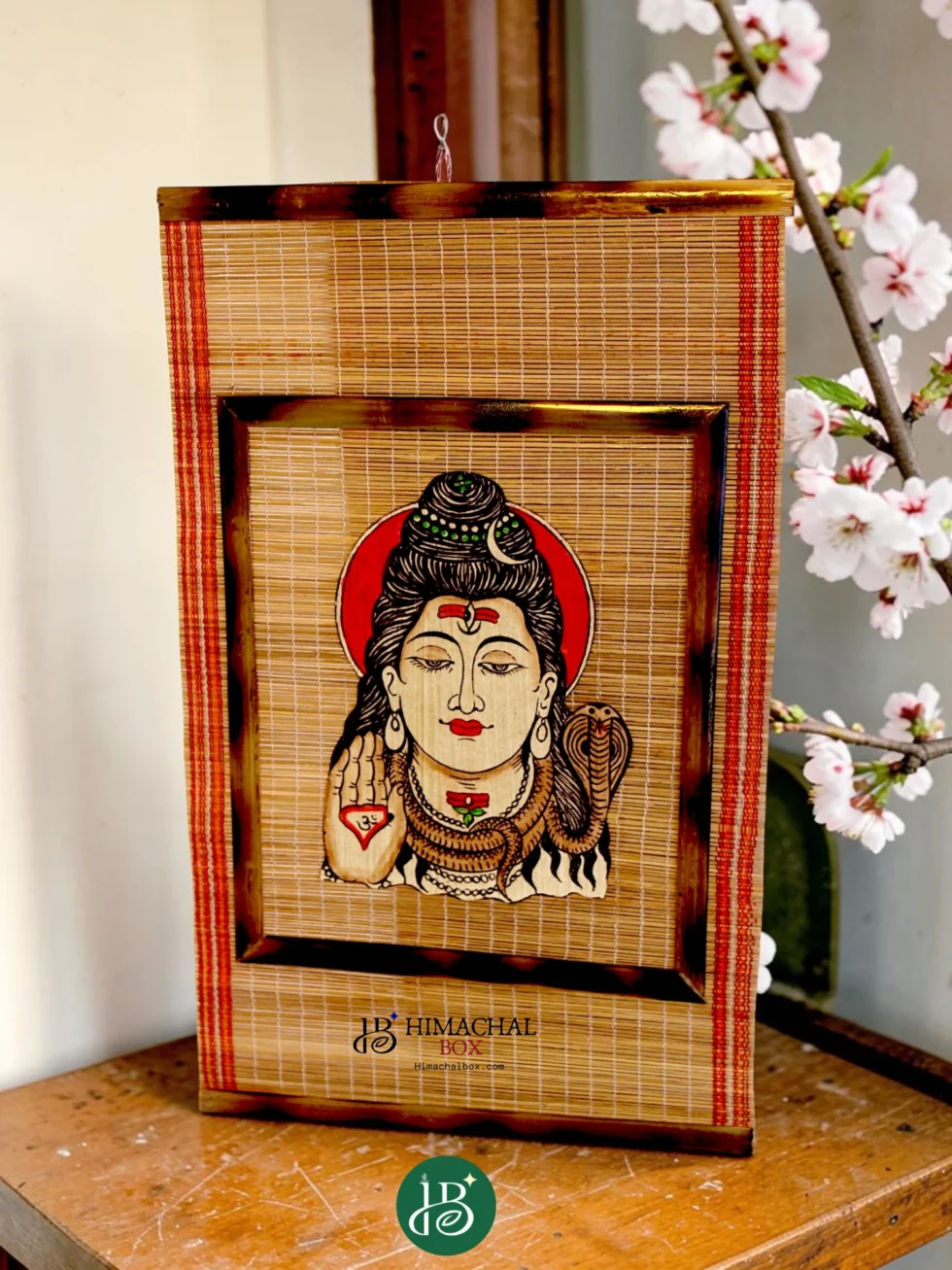 Lord Shiva blessing bamboo wall art handmade Himachal