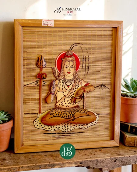 Lord Shiva bamboo wall art handmade Himachal