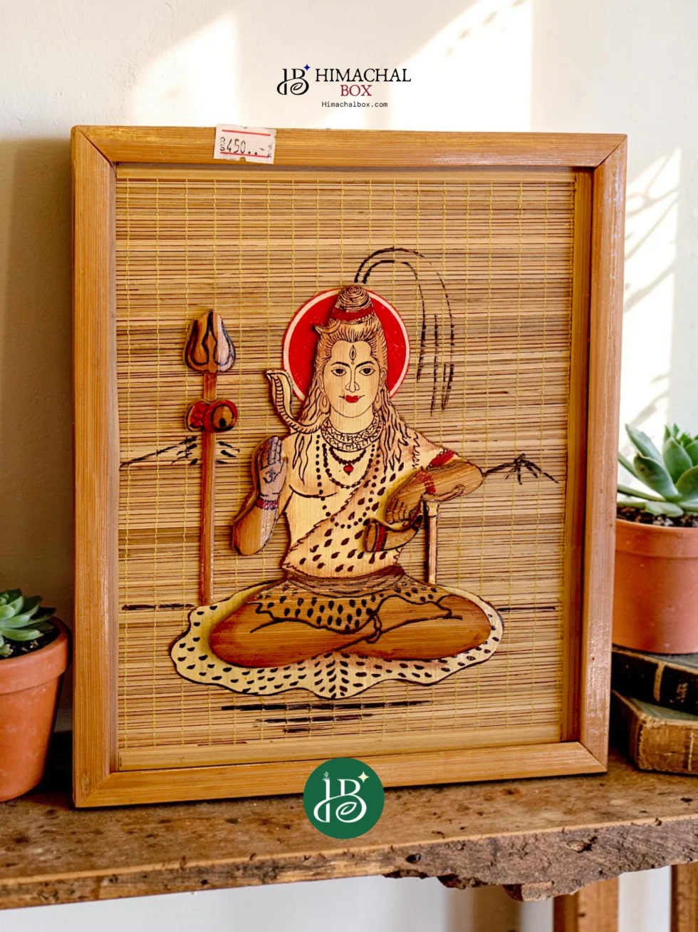 Lord Shiva bamboo wall art handmade Himachal