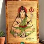 Lord Shiva meditation bamboo wall art Himachal handmade