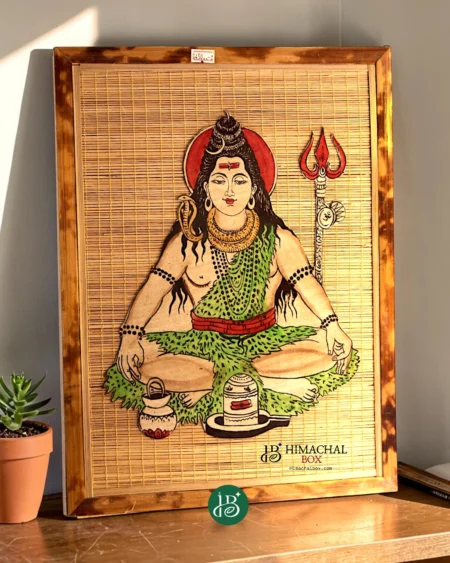 Lord Shiva meditation bamboo wall art Himachal handmade