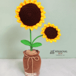 Minimal crochet sunflower pot handmade by Kullu women artisans