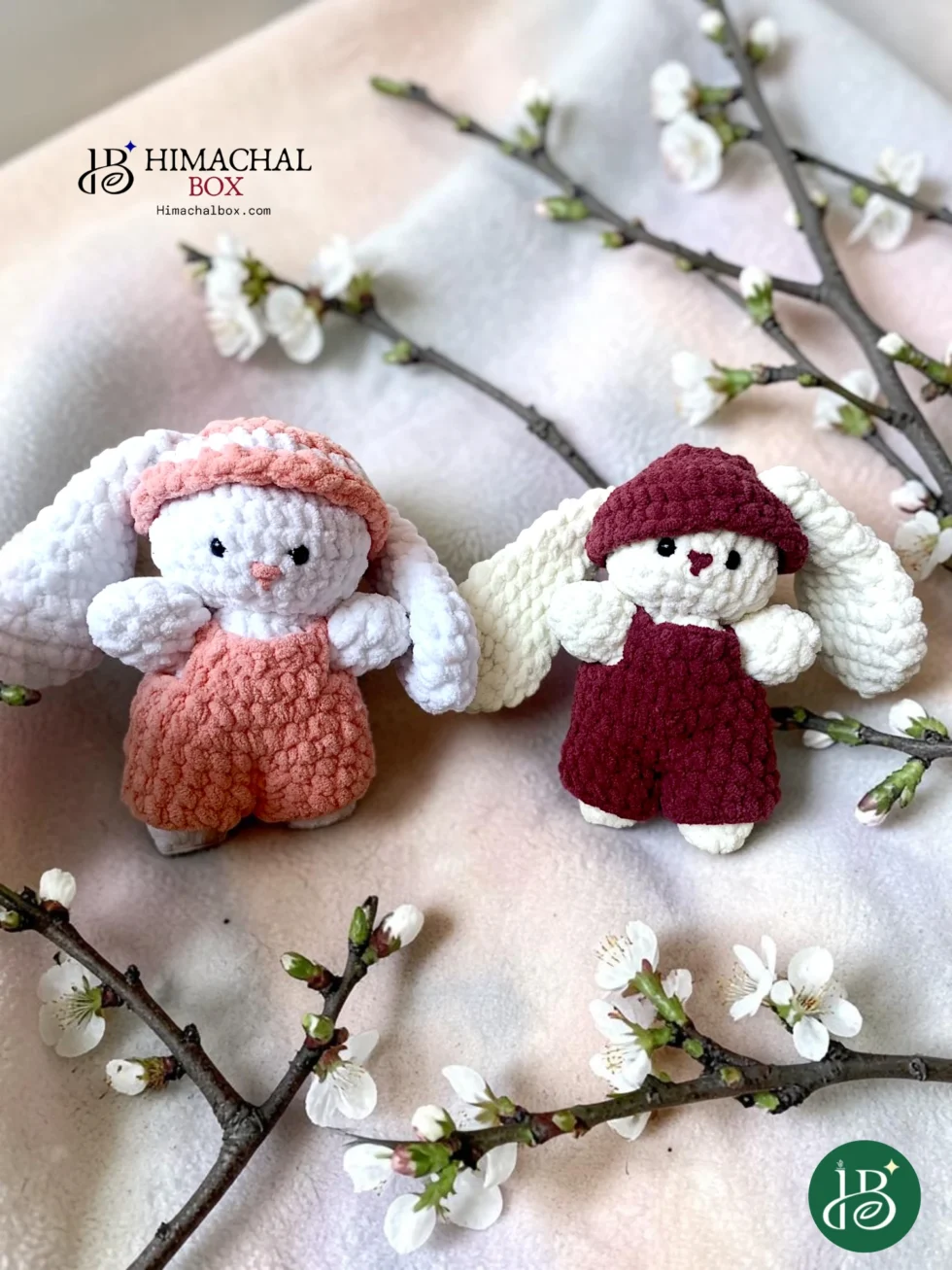 handmade crochet bunny couple plush toy set gift combo
