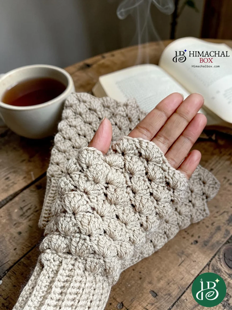 handmade crochet wool fingerless gloves winter himachalbox