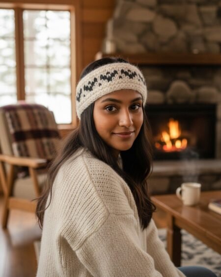 Angora Rabbit Wool Headband – Hand Knitted Ear Warmer from Kullu Himachal