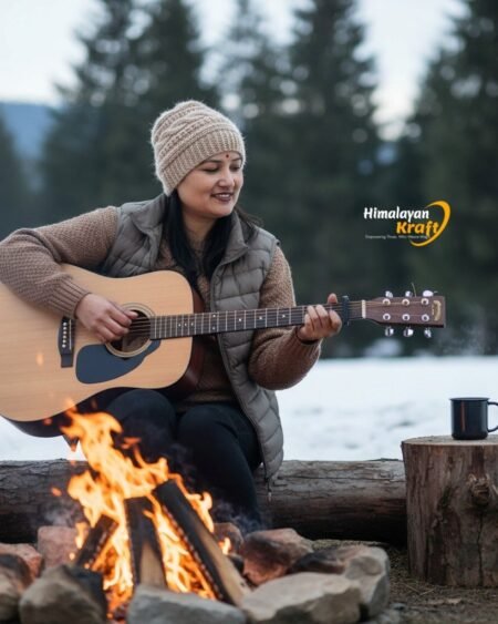Cream Color Hand Knitted Woolen Beanie Cap | Traditional Himachali Winter Topu