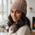 Merino Wool Hand Knitted Long Beanie – Foldable Warm Winter Cap