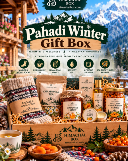 Himalayan Winter Gift Box Collection - Ghee, Angora Socks, Chemilile, Apricot Oil and Seabuckthorn